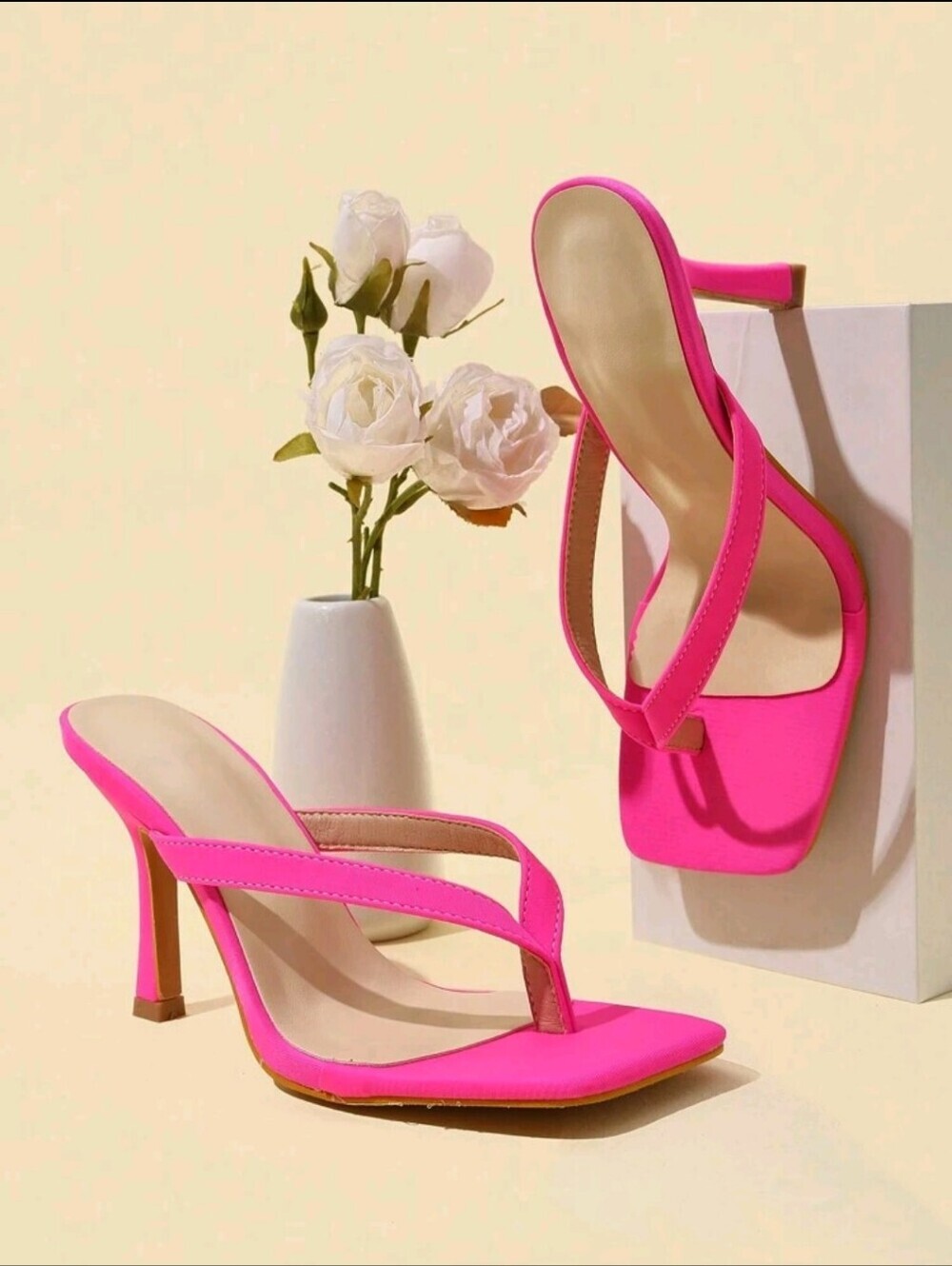 Hot Pink High Heel Thong Sandals - Women's Dress Heels